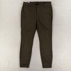 Gap Stretch Skinny Pants Womens 14 Olive Green Twill Chino Pockets Casual